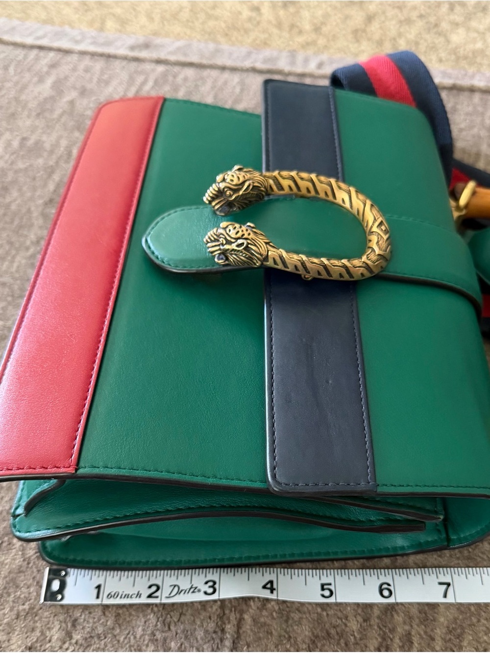 Gucci Moon Calfskin Web Medium Dionysus Bamboo Top Handle Bag - Picture 3 of 16